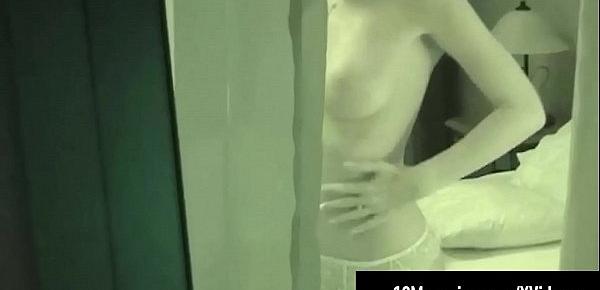  Spy On Busty Brunette Katie Fey Getting Nude In Her Room!